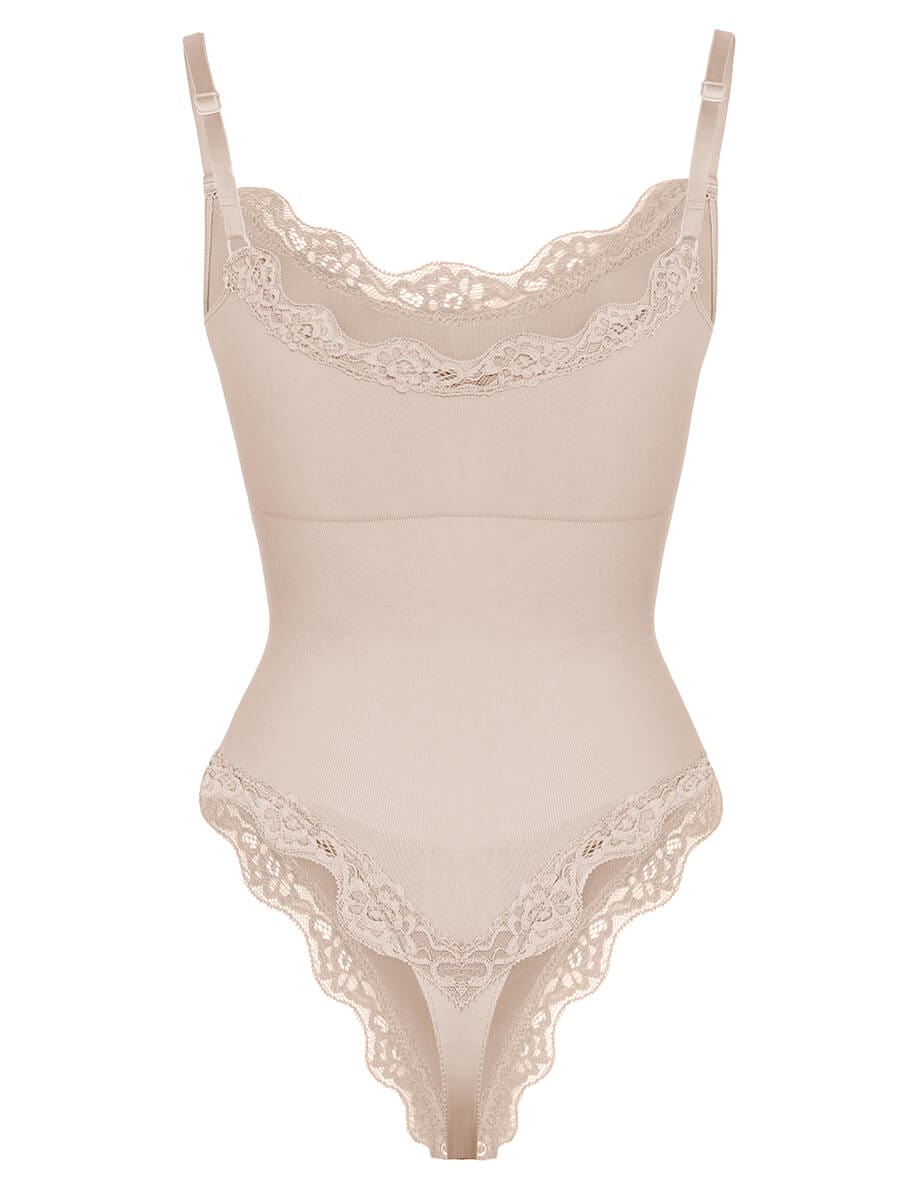 Seamless Lace Cami Thong Bodysuit – Waist & Abdomen Shaping Shapewear