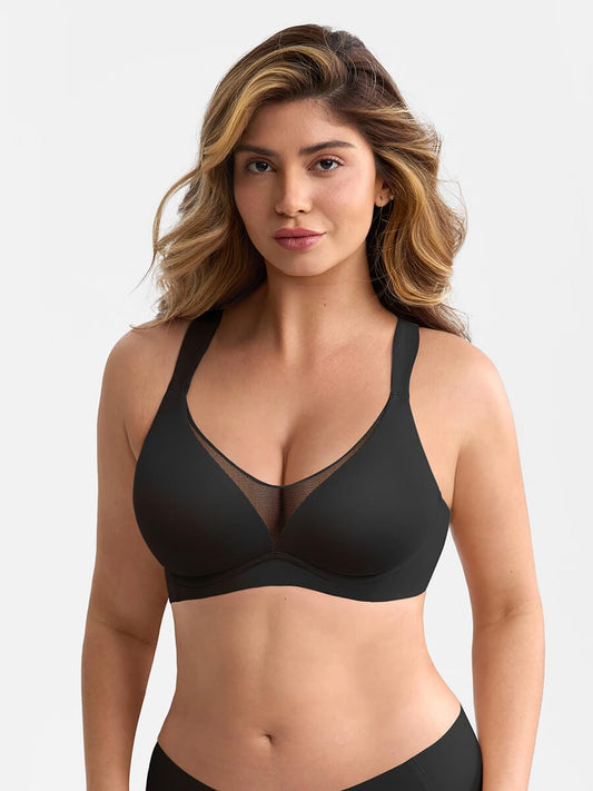 Wholesale Unlined Full Coverage Underwire Bra Side Boning Mesh Plunge Minimizer For Large Bust