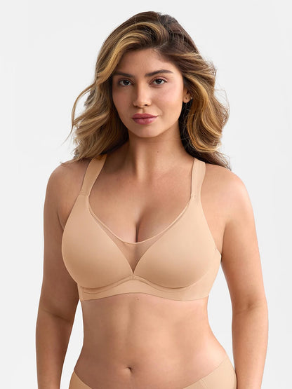 Wholesale Unlined Full Coverage Underwire Bra Side Boning Mesh Plunge Minimizer For Large Bust