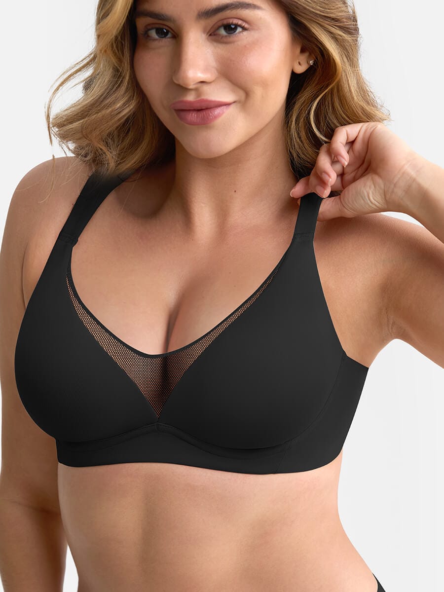 Wholesale Unlined Full Coverage Underwire Bra Side Boning Mesh Plunge Minimizer For Large Bust