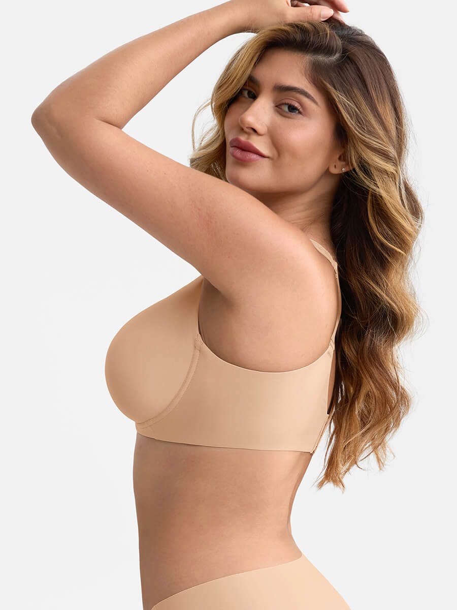 Wholesale Unlined Full Coverage Underwire Bra Side Boning Mesh Plunge Minimizer For Large Bust
