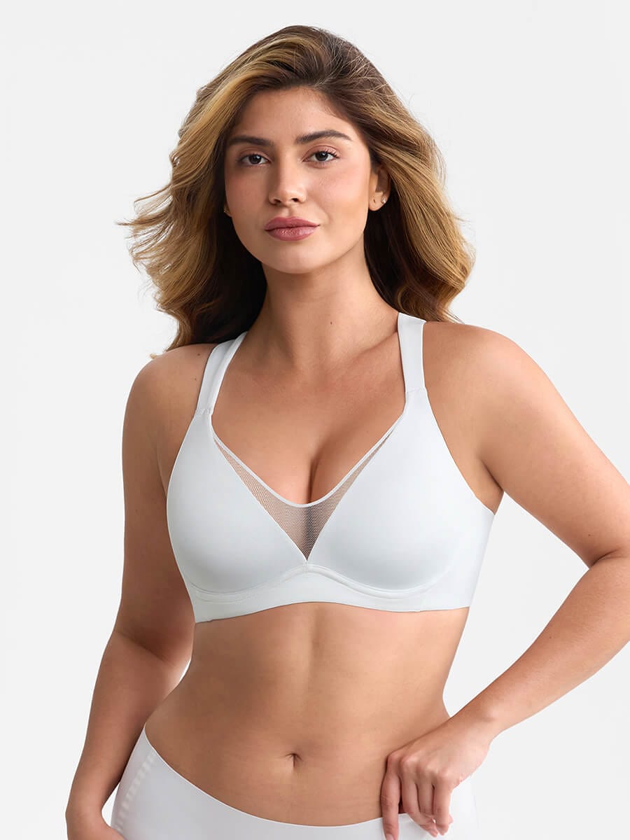 Wholesale Unlined Full Coverage Underwire Bra Side Boning Mesh Plunge Minimizer For Large Bust
