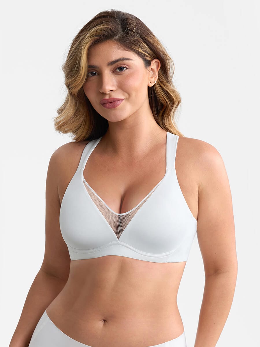 Wholesale Unlined Full Coverage Underwire Bra Side Boning Mesh Plunge Minimizer For Large Bust