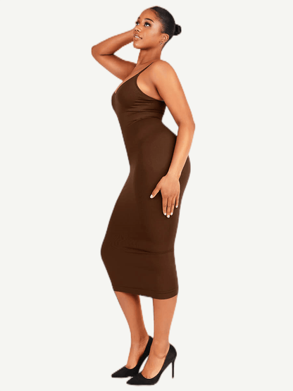 Wholesale Seamless Spaghetti Strap V-neck Maxi Shaper Dress