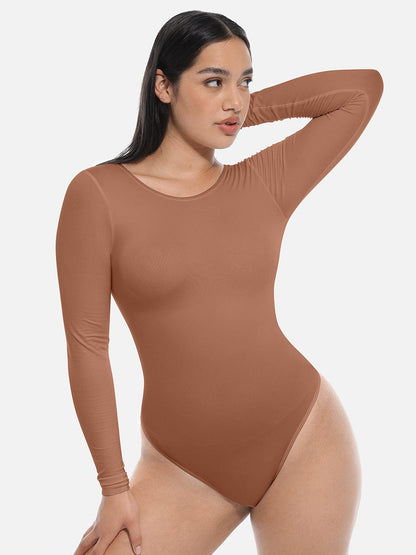 Long Sleeve Corset Shapewear Bodysuit – Seamless Tummy Control