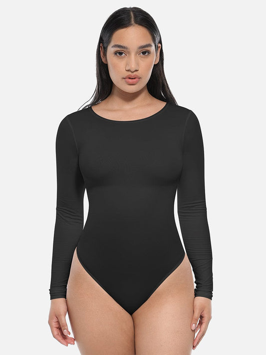 Long Sleeve Corset Shapewear Bodysuit – Seamless Tummy Control