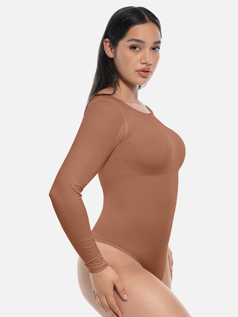 Long Sleeve Corset Shapewear Bodysuit – Seamless Tummy Control