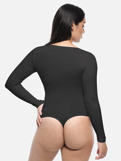 Long Sleeve Corset Shapewear Bodysuit – Seamless Tummy Control
