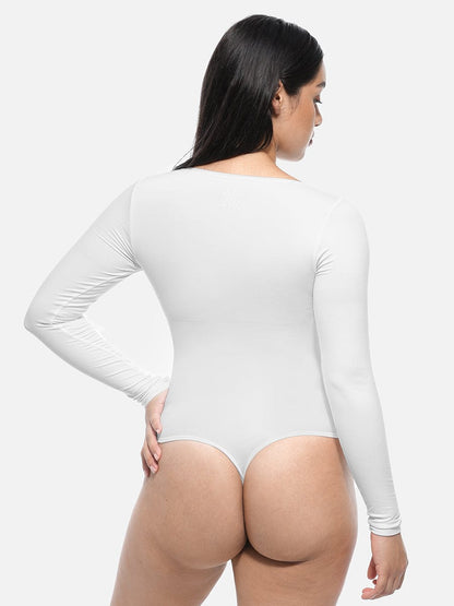 Long Sleeve Corset Shapewear Bodysuit – Seamless Tummy Control