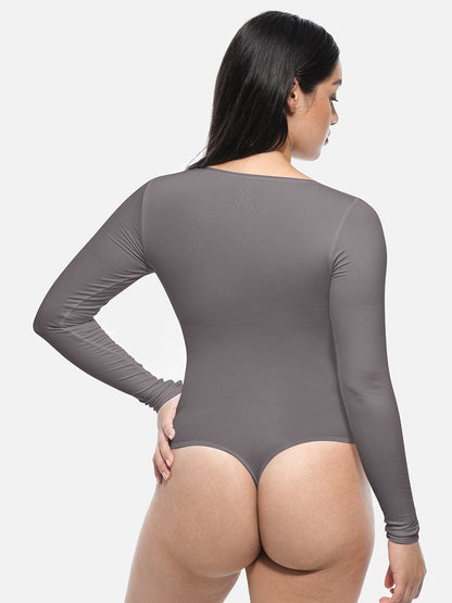 Long Sleeve Corset Shapewear Bodysuit – Seamless Tummy Control