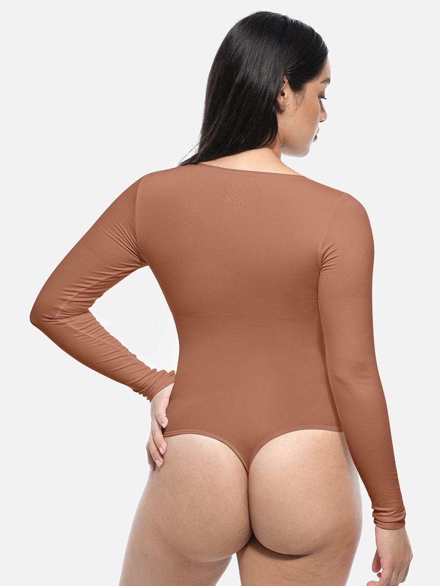 Long Sleeve Corset Shapewear Bodysuit – Seamless Tummy Control