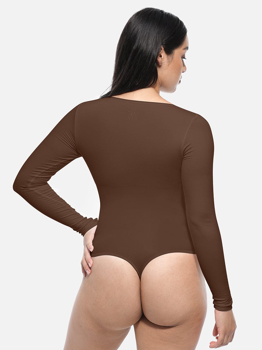 Long Sleeve Corset Shapewear Bodysuit – Seamless Tummy Control