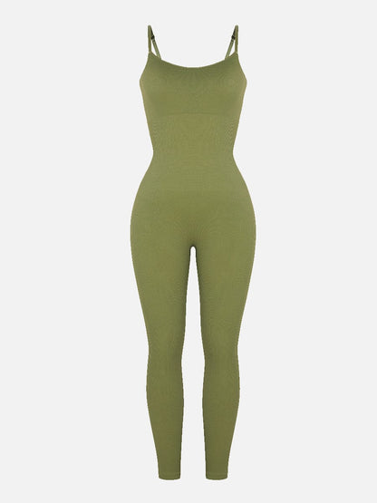 Wholesale High Stretchy Seamless Sling Tummy Control Jumpsuit Removable cup pads