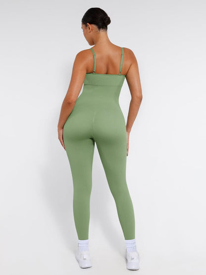Wholesale High Stretchy Seamless Sling Tummy Control Jumpsuit Removable cup pads