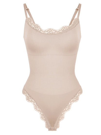 Seamless Lace Cami Thong Bodysuit – Waist & Abdomen Shaping Shapewear