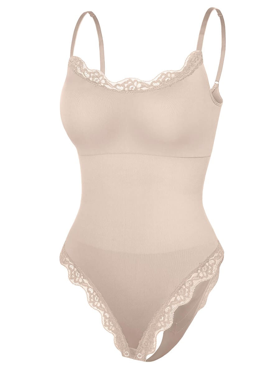 Seamless Lace Cami Thong Bodysuit – Waist & Abdomen Shaping Shapewear