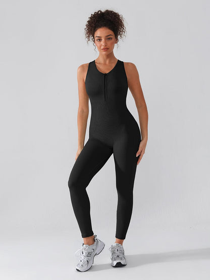 Seamless 2-in-1 Sport Shaping Jumpsuit – Zip Front Racerback