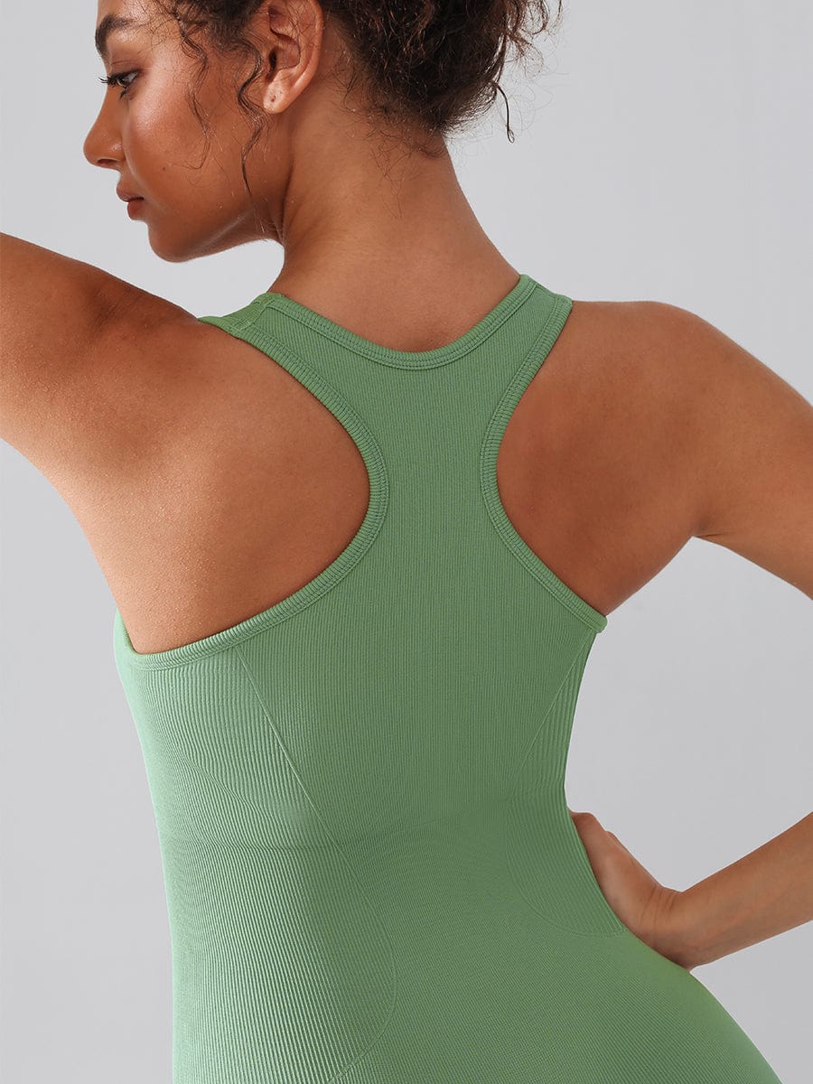 Seamless 2-in-1 Sport Shaping Jumpsuit – Zip Front Racerback