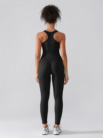 Seamless 2-in-1 Sport Shaping Jumpsuit – Zip Front Racerback