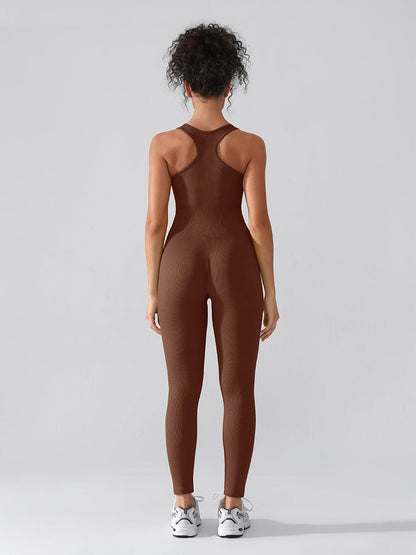 Seamless 2-in-1 Sport Shaping Jumpsuit – Zip Front Racerback