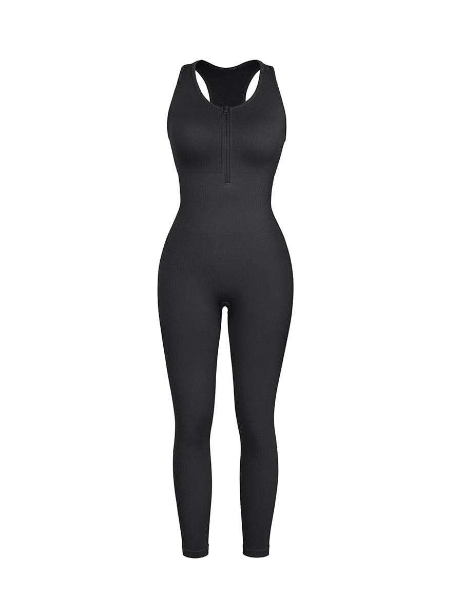 Seamless 2-in-1 Sport Shaping Jumpsuit – Zip Front Racerback