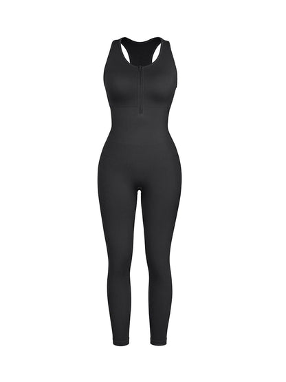 Seamless 2-in-1 Sport Shaping Jumpsuit – Zip Front Racerback