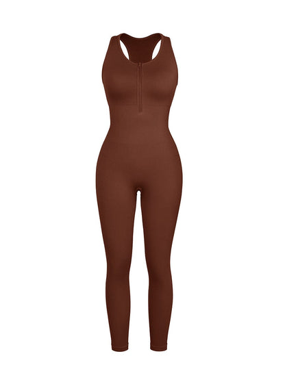 Seamless 2-in-1 Sport Shaping Jumpsuit – Zip Front Racerback