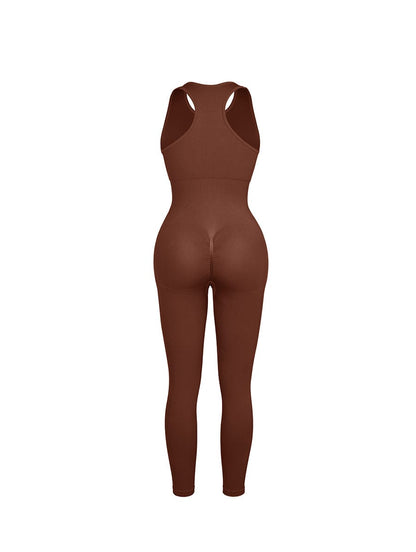 Seamless 2-in-1 Sport Shaping Jumpsuit – Zip Front Racerback