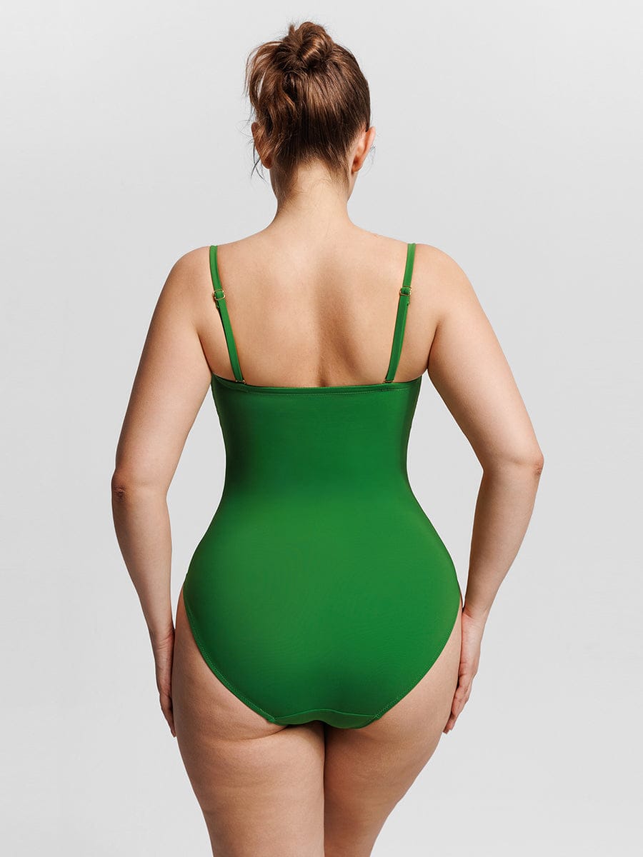 Strapless One Piece Swimsuit – Underwire Mesh Tummy Control Shapewear