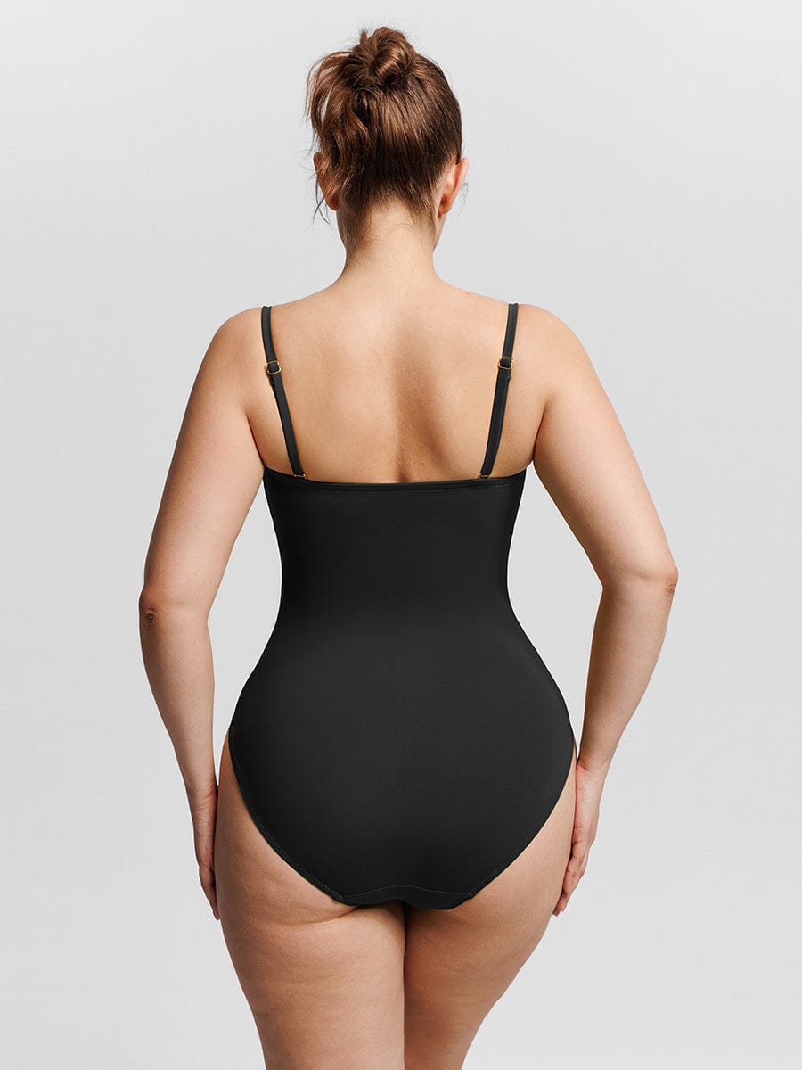 Strapless One Piece Swimsuit – Underwire Mesh Tummy Control Shapewear