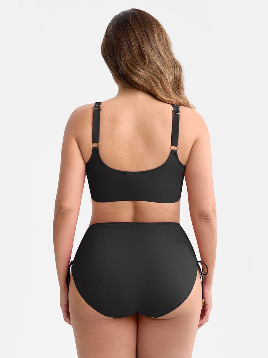 Deep V Drawstring One Piece Swimsuit – Tummy Control with Removable Pads