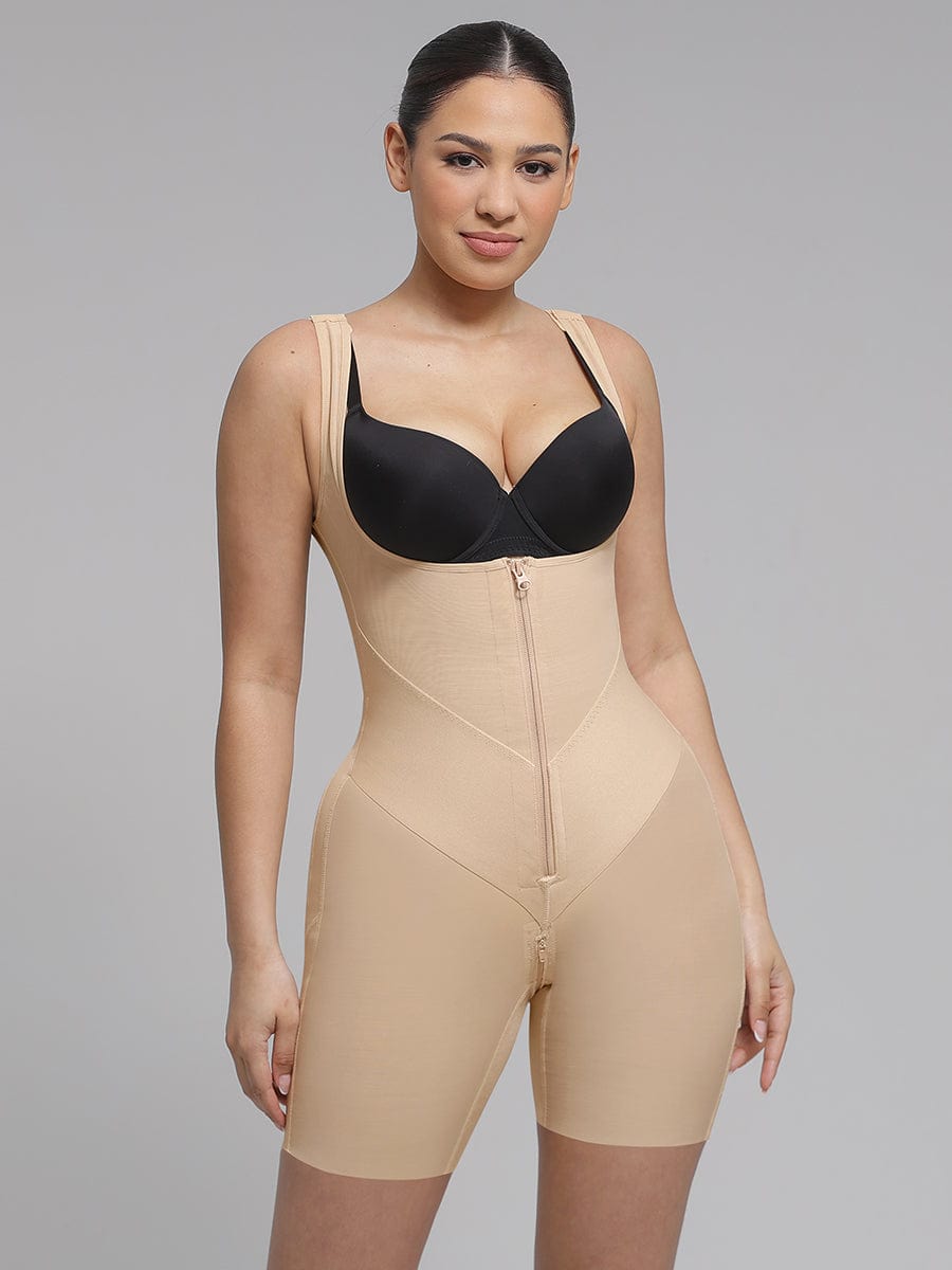 Post-Surgery Full Body Faja – U-Shaped Chest Support Peach Butt Shaper