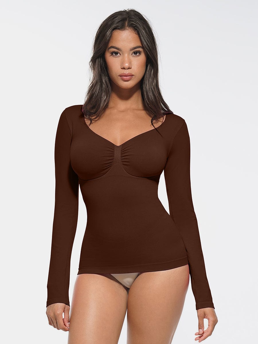 Seamless Diamond Neck Shaping Top – Bust Support & Tummy Control for Women