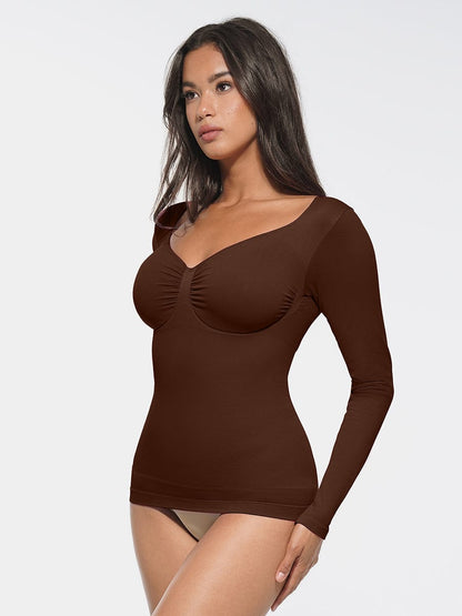 Seamless Diamond Neck Shaping Top – Bust Support & Tummy Control for Women