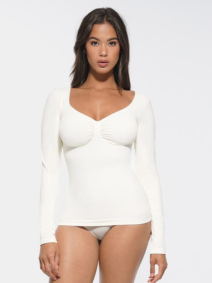 Seamless Diamond Neck Shaping Top – Bust Support & Tummy Control for Women