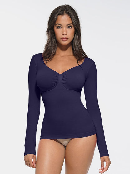 Seamless Diamond Neck Shaping Top – Bust Support & Tummy Control for Women