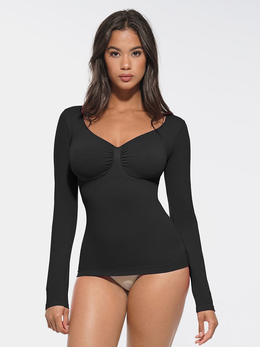 Seamless Diamond Neck Shaping Top – Bust Support & Tummy Control for Women