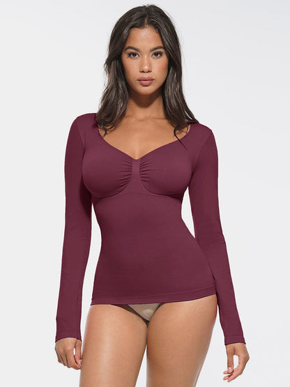 Seamless Diamond Neck Shaping Top – Bust Support & Tummy Control for Women