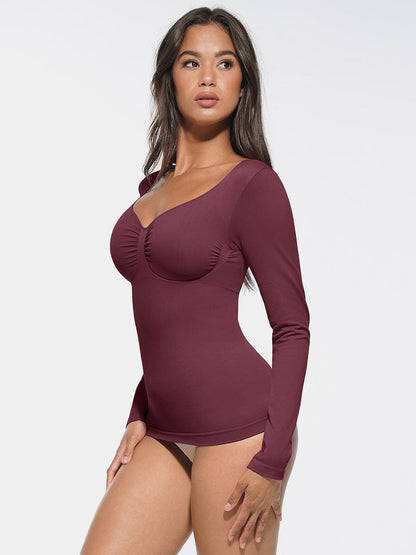 Seamless Diamond Neck Shaping Top – Bust Support & Tummy Control for Women