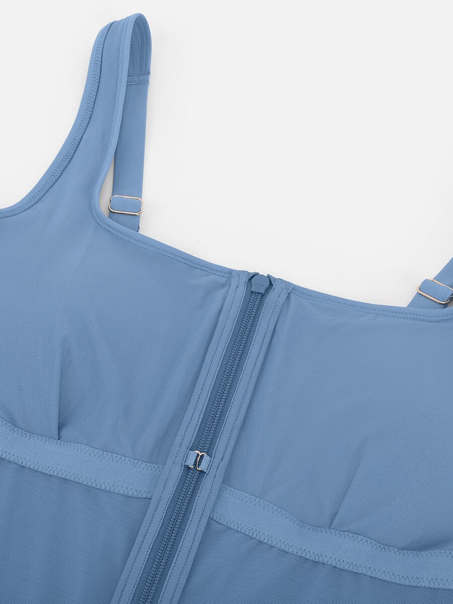 Tummy Control One Piece Swimsuit – Zip Front Shaping Swimwear
