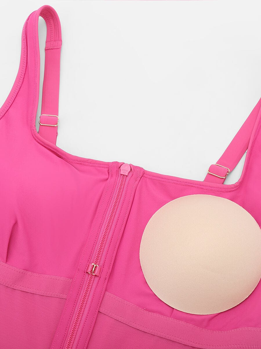 Tummy Control One Piece Swimsuit – Zip Front Shaping Swimwear