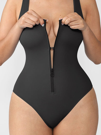 Tummy Control One Piece Swimsuit – Zip Front Shaping Swimwear