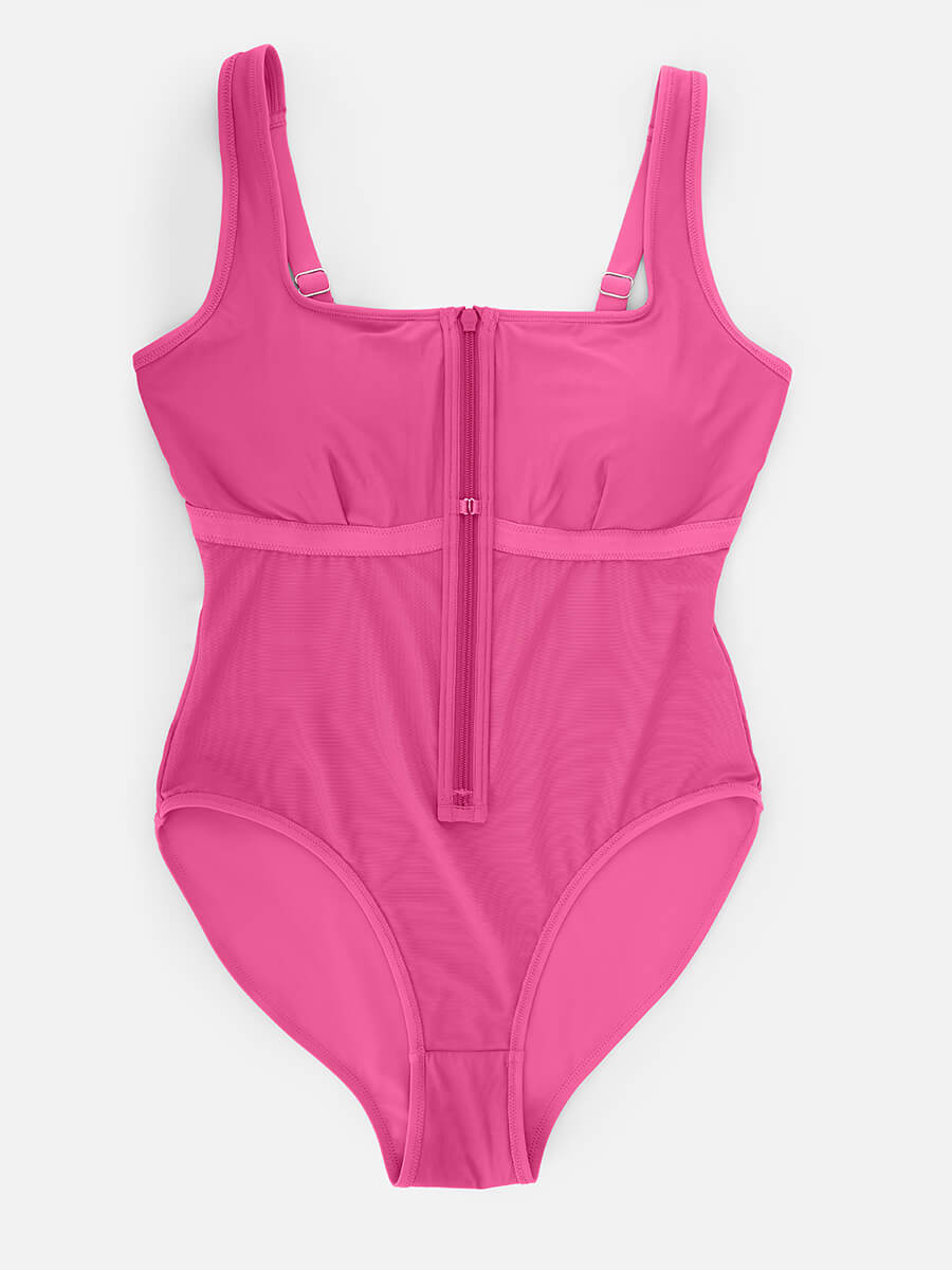 Tummy Control One Piece Swimsuit – Zip Front Shaping Swimwear