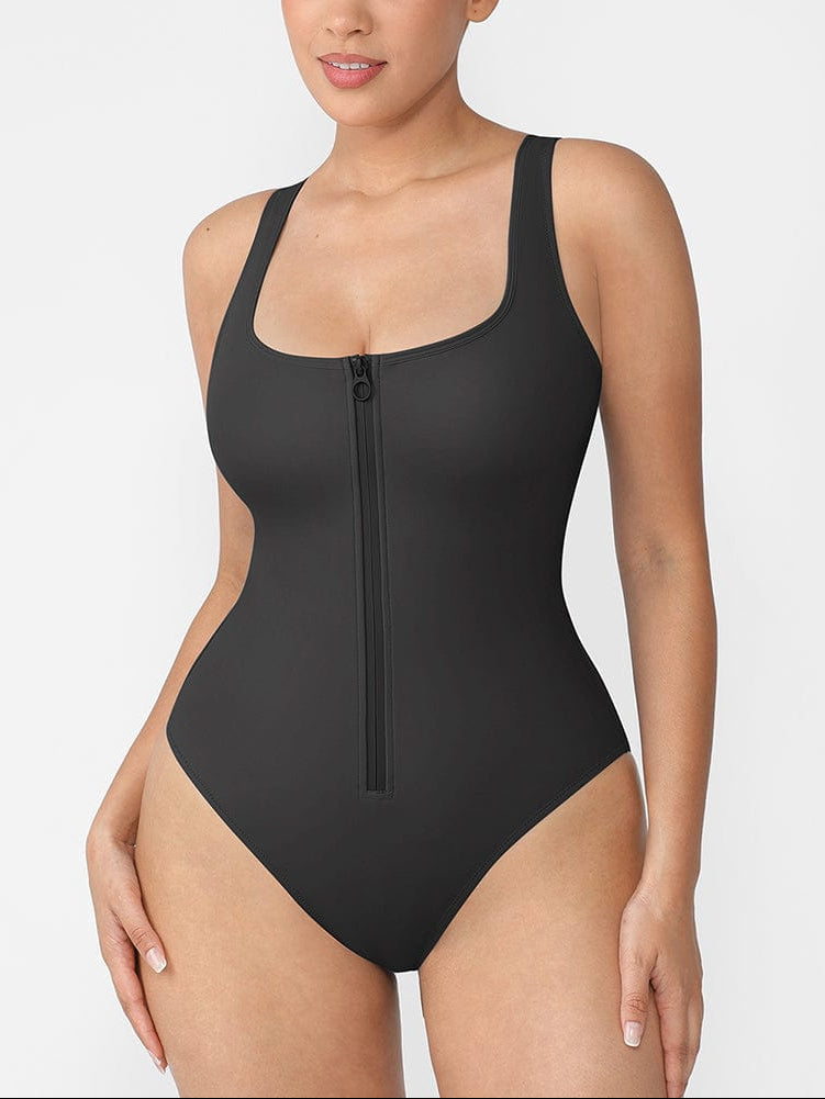 Tummy Control One Piece Swimsuit – Zip Front Shaping Swimwear