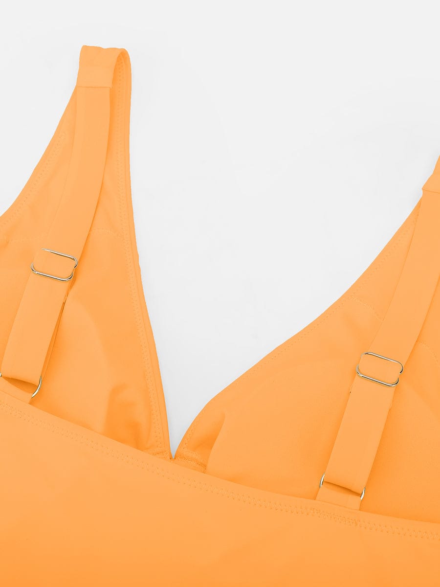 Deep V Ruched One Piece Swimsuit – Waist Shaping with Removable Pads