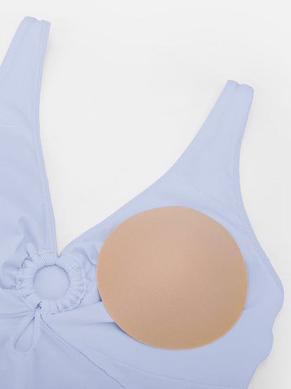 Deep V Ruched One Piece Swimsuit – Waist Shaping with Removable Pads
