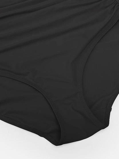 Deep V Ruched One Piece Swimsuit – Waist Shaping with Removable Pads