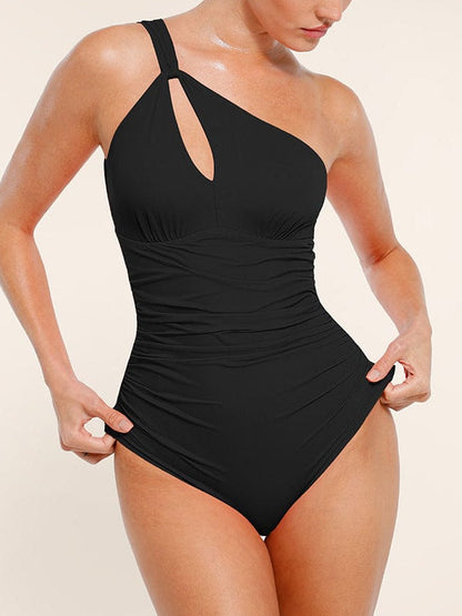 One Shoulder One Piece Swimsuit – Ruched Bust Support Swimwear