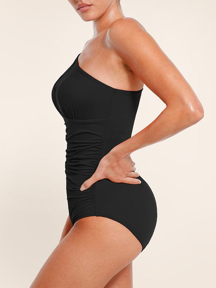 One Shoulder One Piece Swimsuit – Ruched Bust Support Swimwear