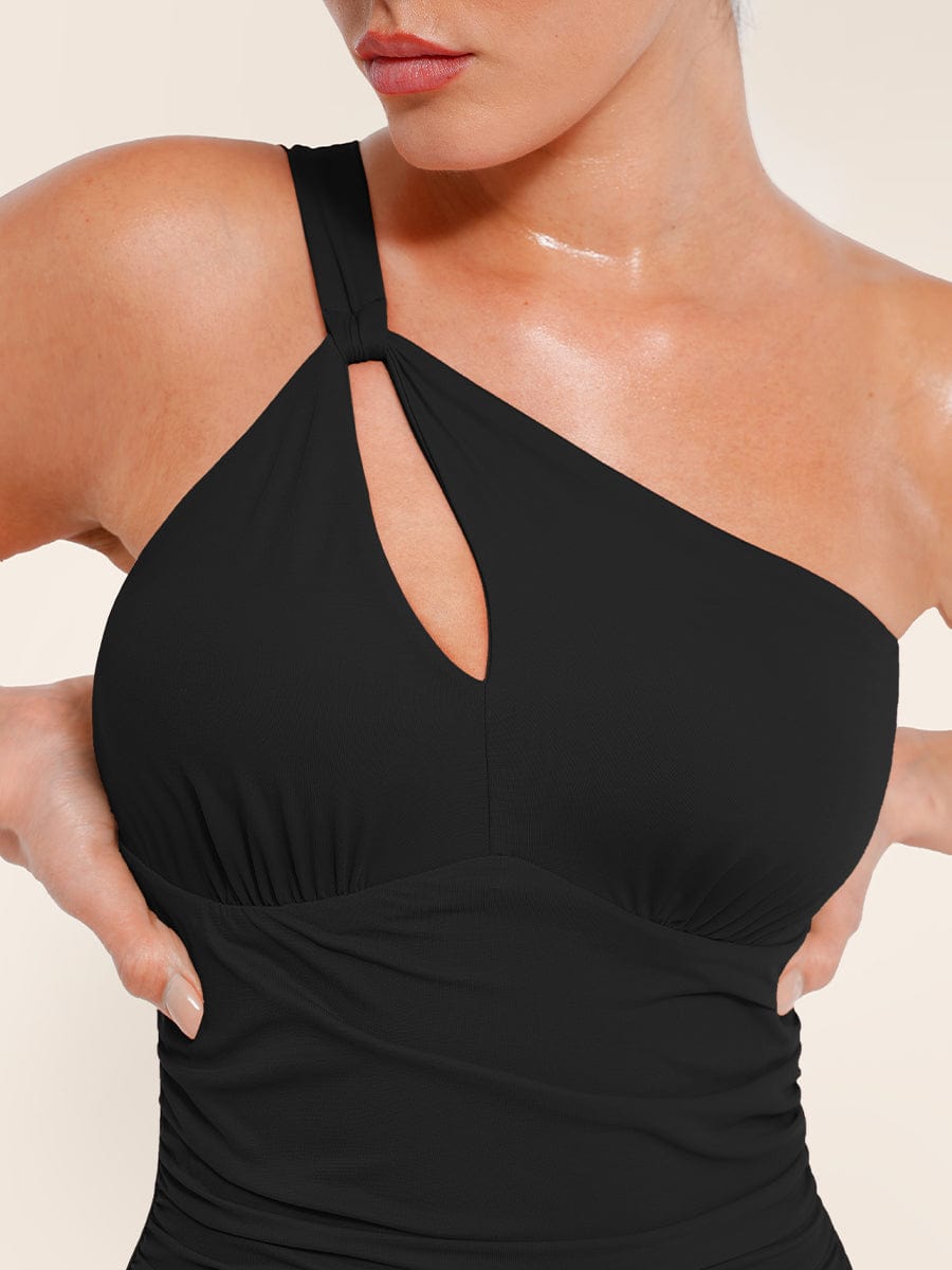 One Shoulder One Piece Swimsuit – Ruched Bust Support Swimwear